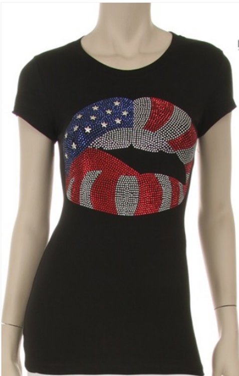 Explicit Fashions. American Flag Lips Tee