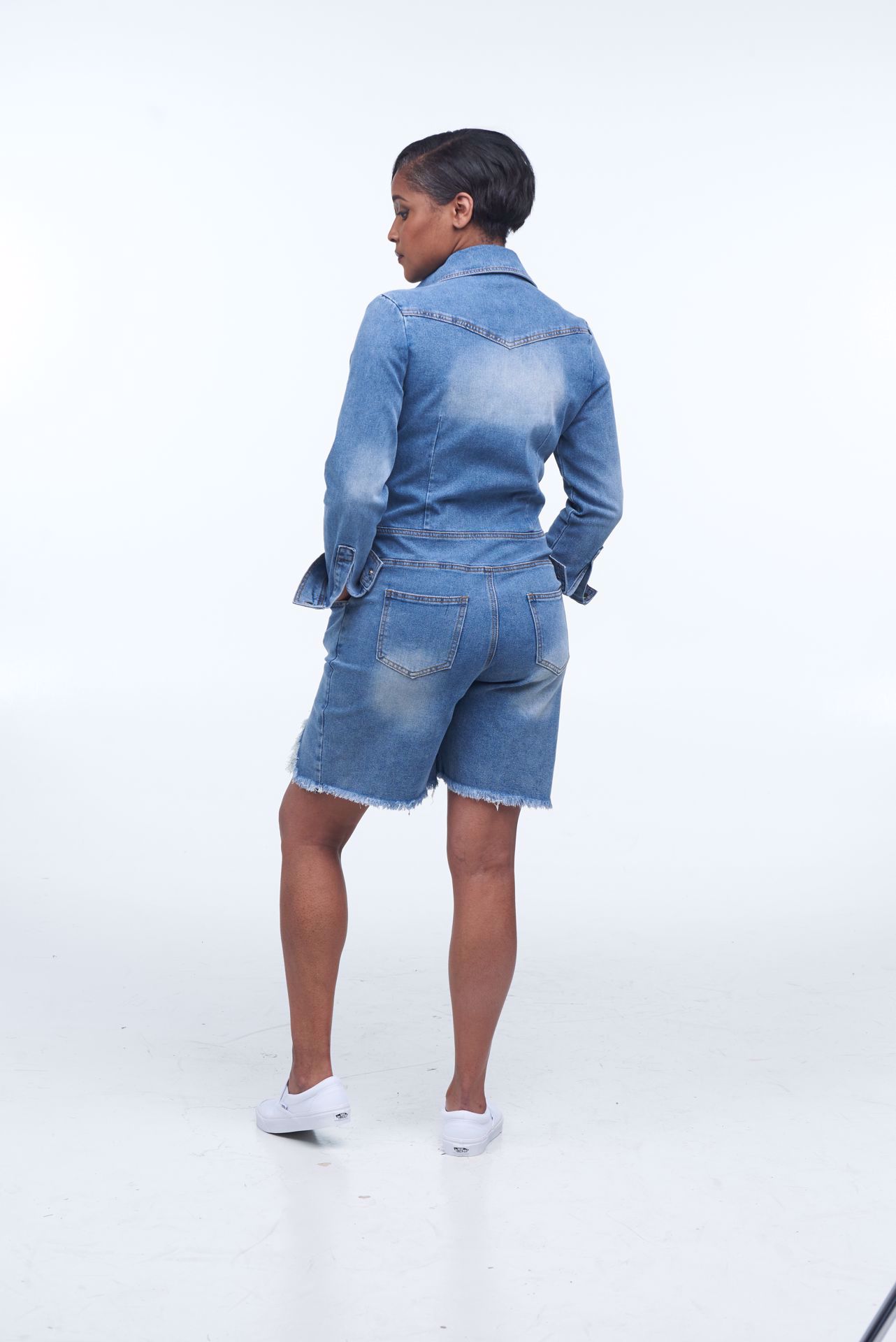 Picture of On The Go Denim Shorts Jumpsuit